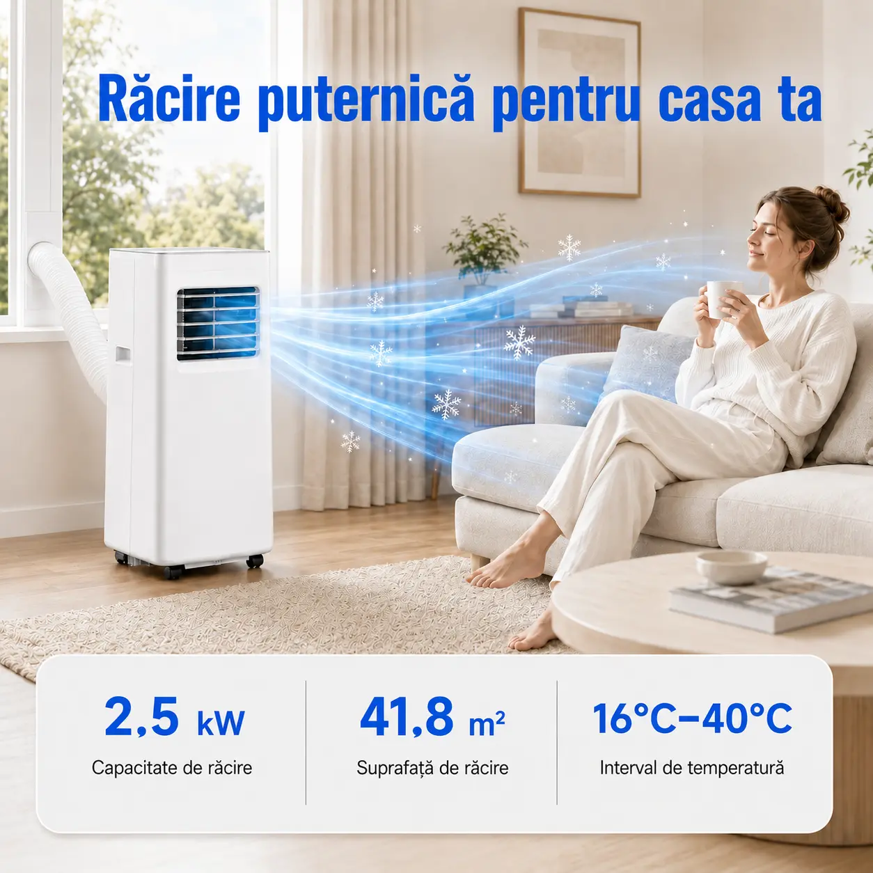 Aer condiționat portabil cu telecomandă și ecran LED — imaginea 3