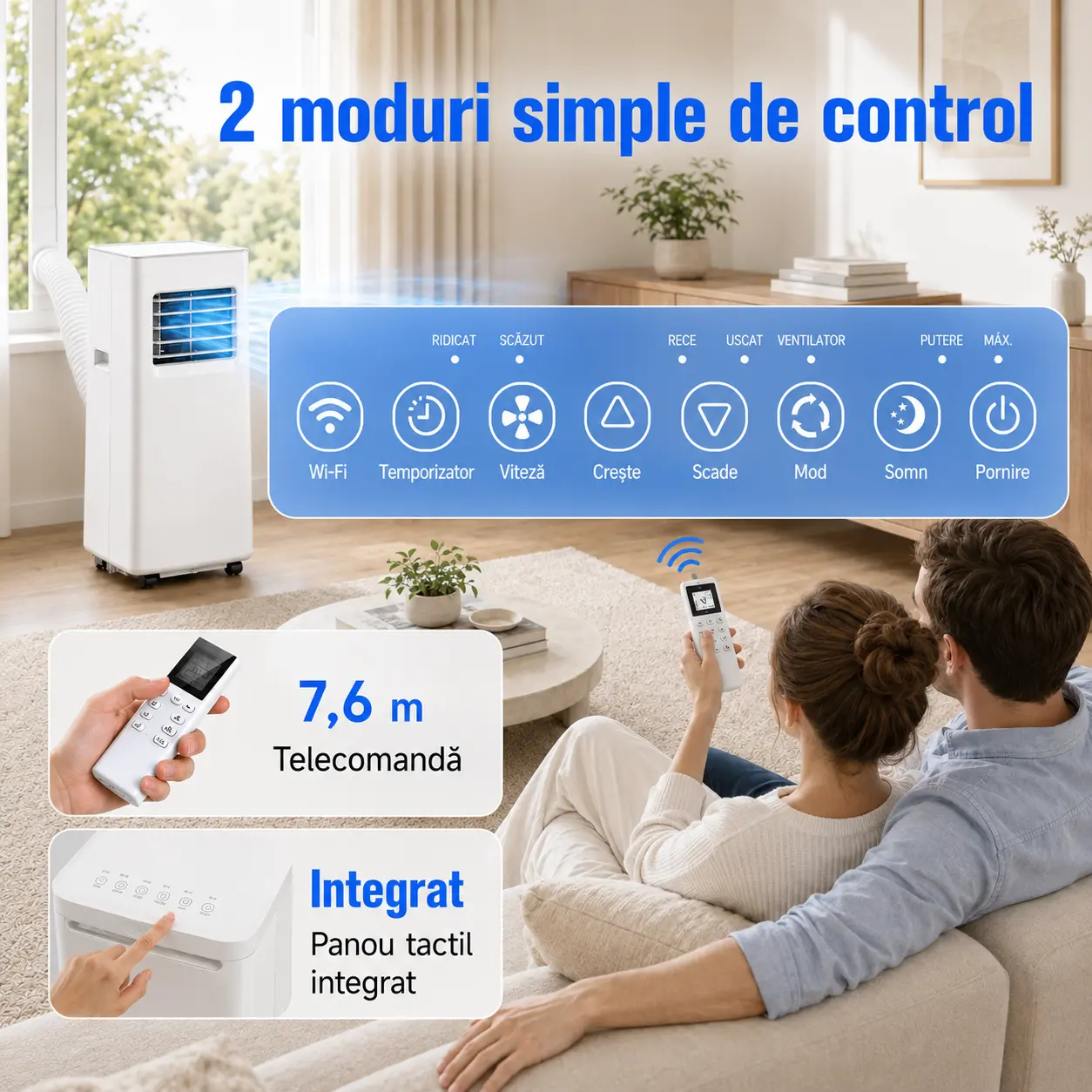 Aer condiționat portabil cu roți pivotante 360° — imaginea 4